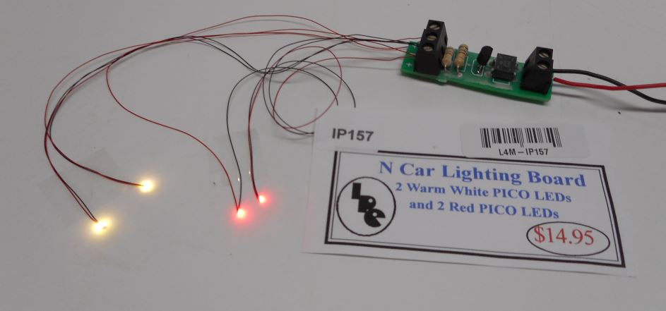 IP157 N scale vehicle warm white head lights and red tail lights DISCONTINUED