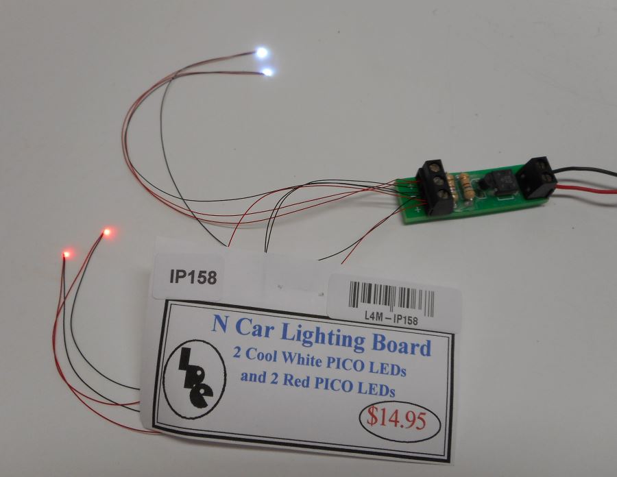 IP158 N scale vehicle cool white head lights and red tail lights DISCONTINUED