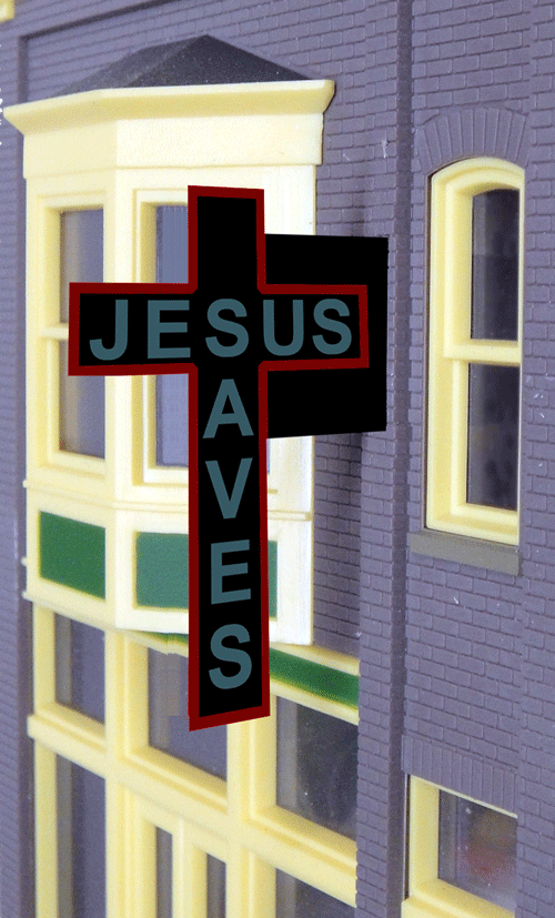 Small Model Vertical Jesus Saves Animated Lighted Sign