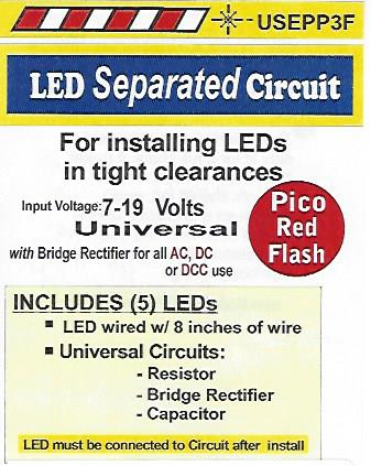 USEPP3FL Flashing Separated Pico red circuit by Evan Designs Pkg of 4-0