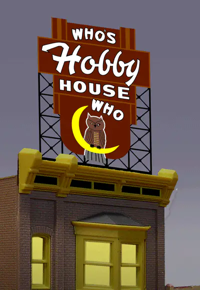 44-1402 Sm. Who's Hobby House Animated Neon Sign