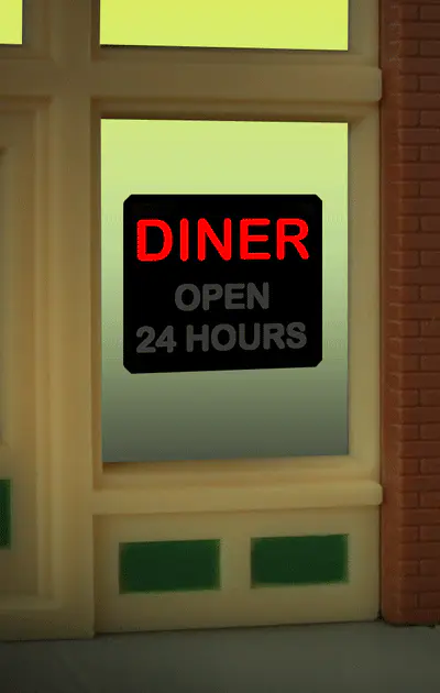 8965 Diner Window animated neon sign
