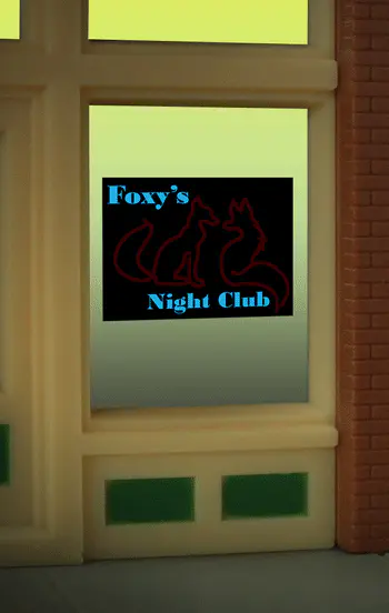 9010 Foxy's Night Club Animated Lighted Window Sign