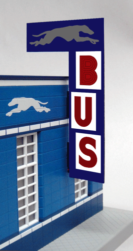 5881 Lg. Greyhound vertical bus station sign by Miller Signs