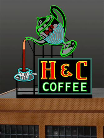 7881 Model H&C Coffee Animated Lighted  Sign  by Miller Signs