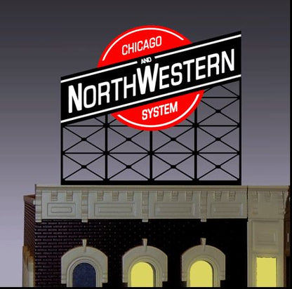 88-0201 Large Model Chicago & Northwestern Animated Lighted Billboard by Miller Signs