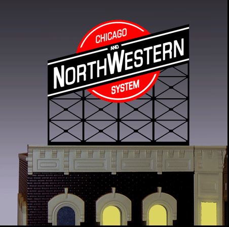 88-0201 Large Model Chicago & Northwestern Animated Lighted Billboard