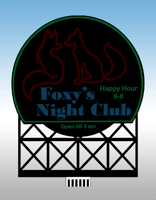 44-2252 Small Foxy Night Club Animated Lighted Sign by Miller Signs-0