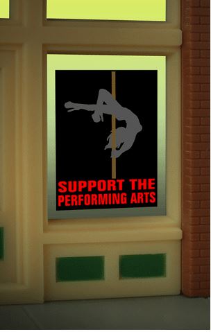 9125 Support Performing Arts window sign by Miller Signs