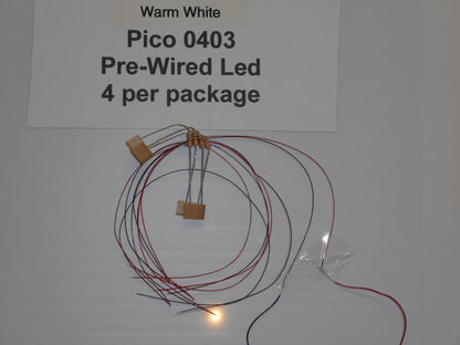 IP163 Warm White 0402 Pico Pkg-4  LED pre-wired By Iron Penguin