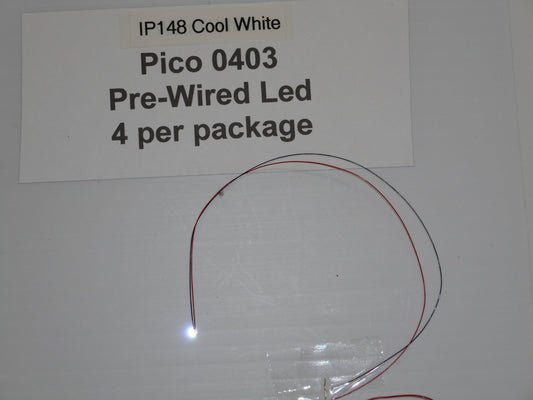 IP148  4 Cool White 402 Pico pre-wired LED chips By Iron Penguin
