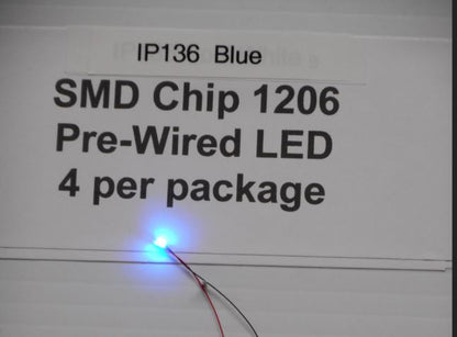 IP136  4 Blue 3v SMD 1206 chips by Iron Penguin