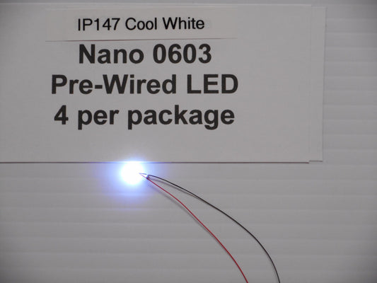 IP147  4 Cool White 0603 pre-wired Nano LEDs by Iron Penguin