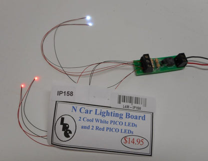 IP158 N scale vehicle cool white head lights and red tail lights by Iron Penguin DISCONTINUED