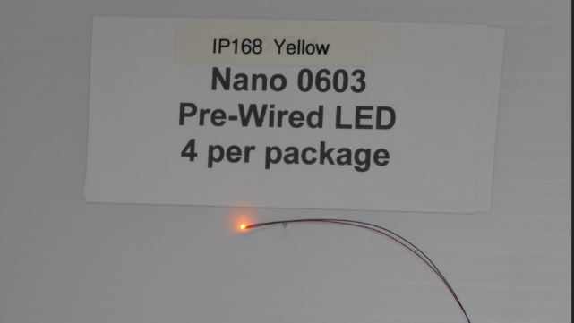 IP168  4 Yellow 3v 0603 Nano LED pre-wired chips By Iron Penguin