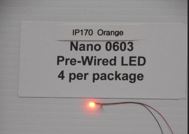 IP170  4 Orange 0603 Nano LED pre-wired chips  By Iron Penguin