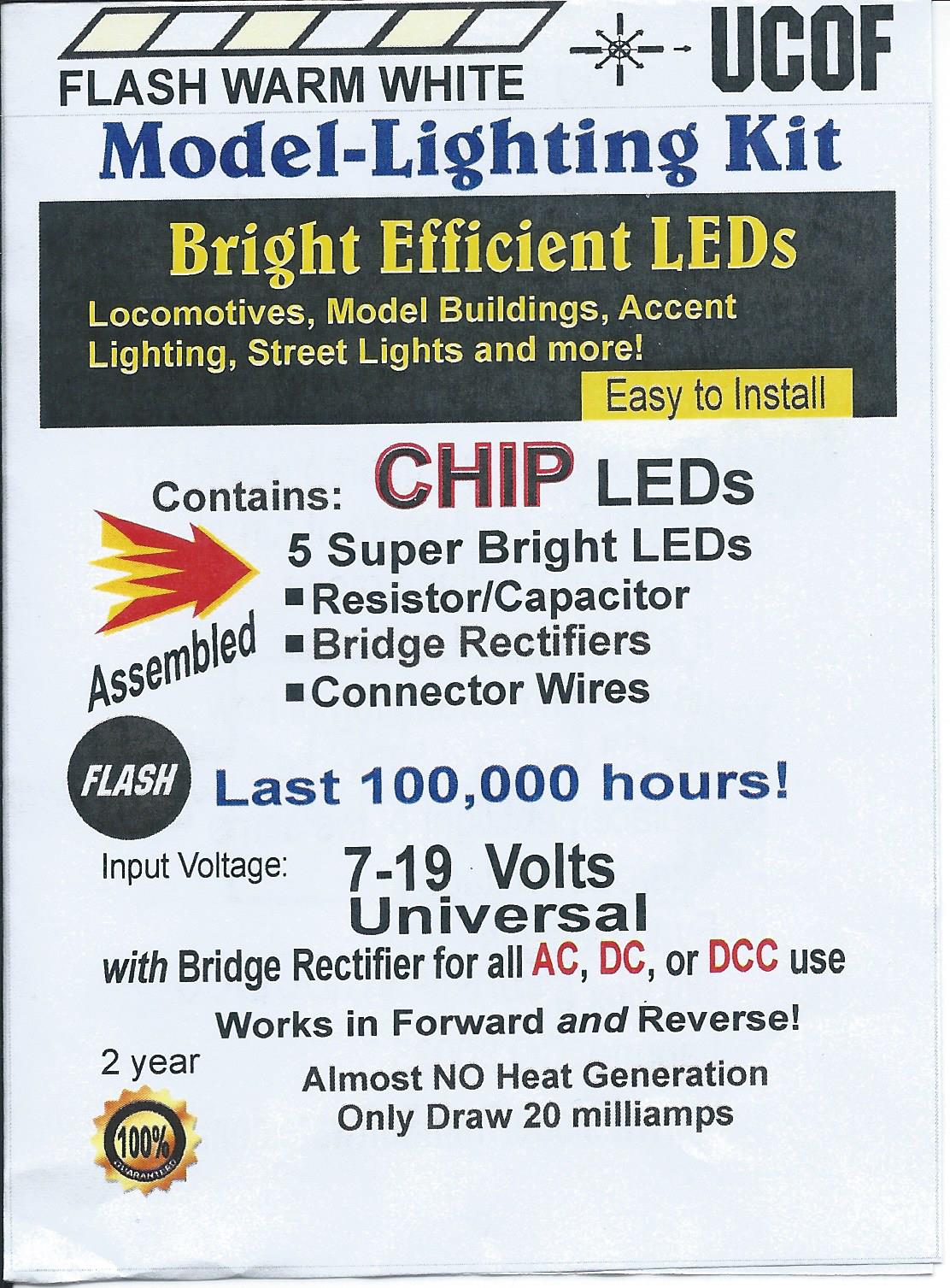 UC0F Flashing SMD Chip, Color=Warm White Pkg=5 by Evan Designs