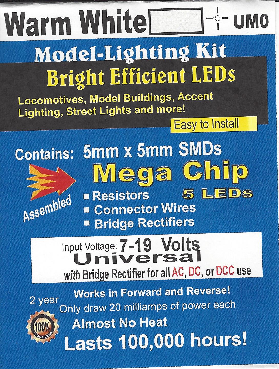 UM0 5mm square Mega Warm White Chip by Evan Designs
