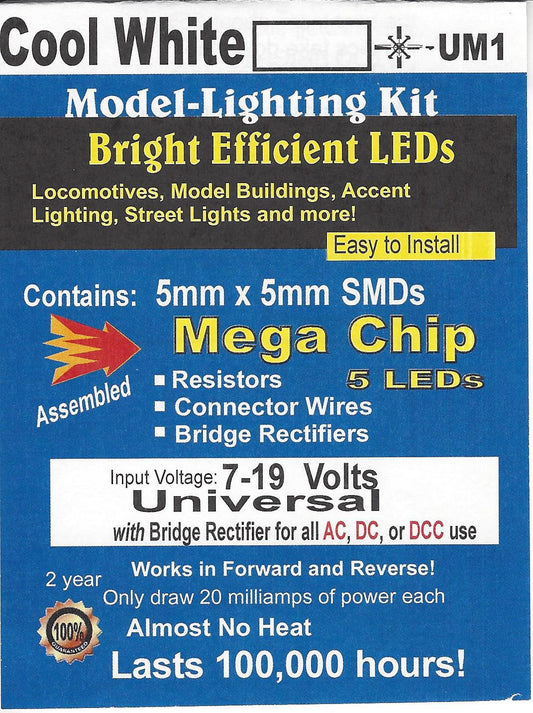 UM1 Cool White Mega Chip 5mm square by Evan Designs