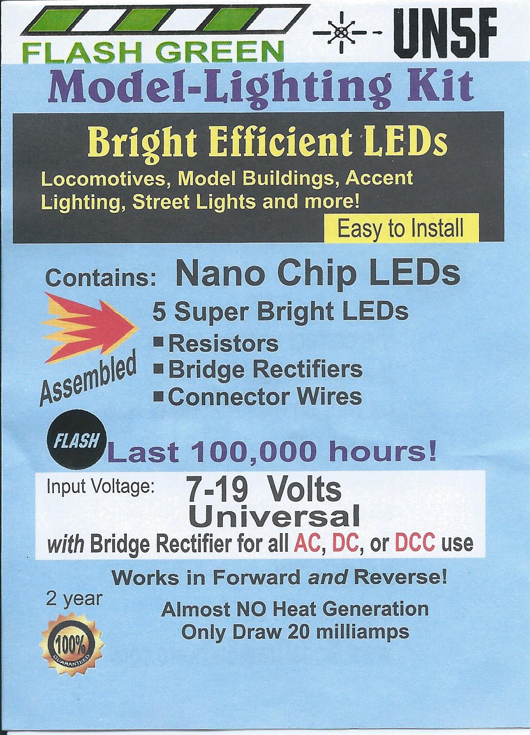UN5F Flashing Nano Green Chip, Pkg=5 by Evan Designs