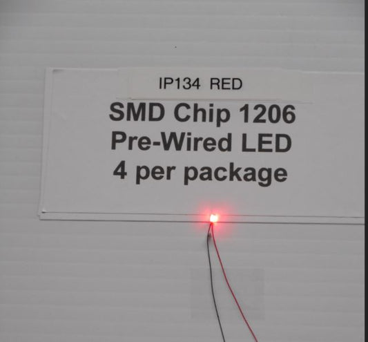IP134  4 Bright red 3v SMD 1206 chips by Iron Penguin