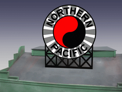 Large Model Northern Pacific RR Animated & Lighted Sign