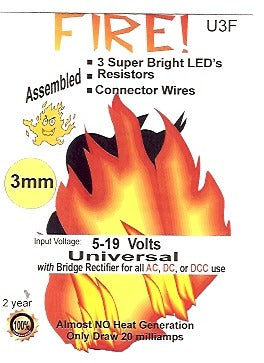 U3F Simulated Fire 3mm LED Kit by Evan Designs-0
