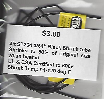3/64 black shrink tube 4ft-0