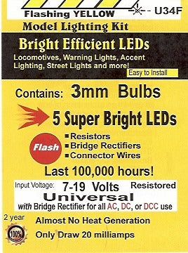Led Flash Yellow U34F 3mm Bright Yellow Flashing Yellow LED – Lights4Models