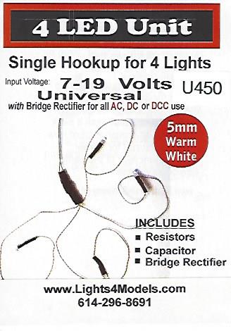 U450, 4 LED unit warm white 5MM Led's by Evan Designs-0
