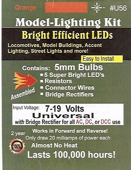 U56 5 mm Bright Orange LED, Pkg=5 by Evan Designs-0