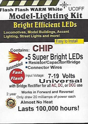 UC0FF Fast Flashing SMD Chip, Color=Warm White Pkg=5 by Evan Designs-0