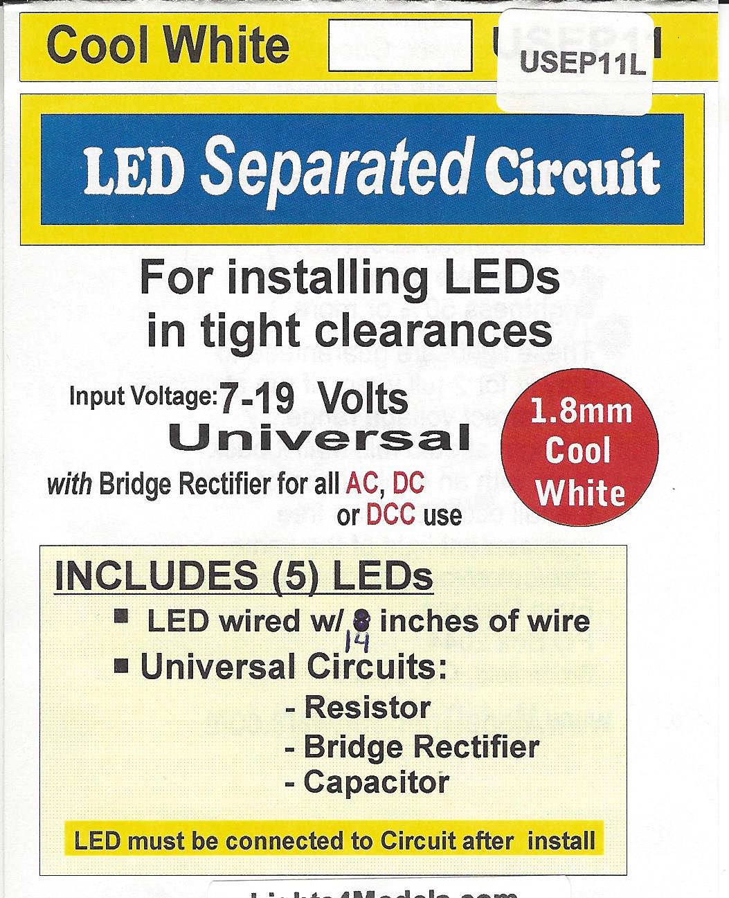 USEP11L Separated 1.8mm cool white Circuit by Evan Designs โ Lights4Models